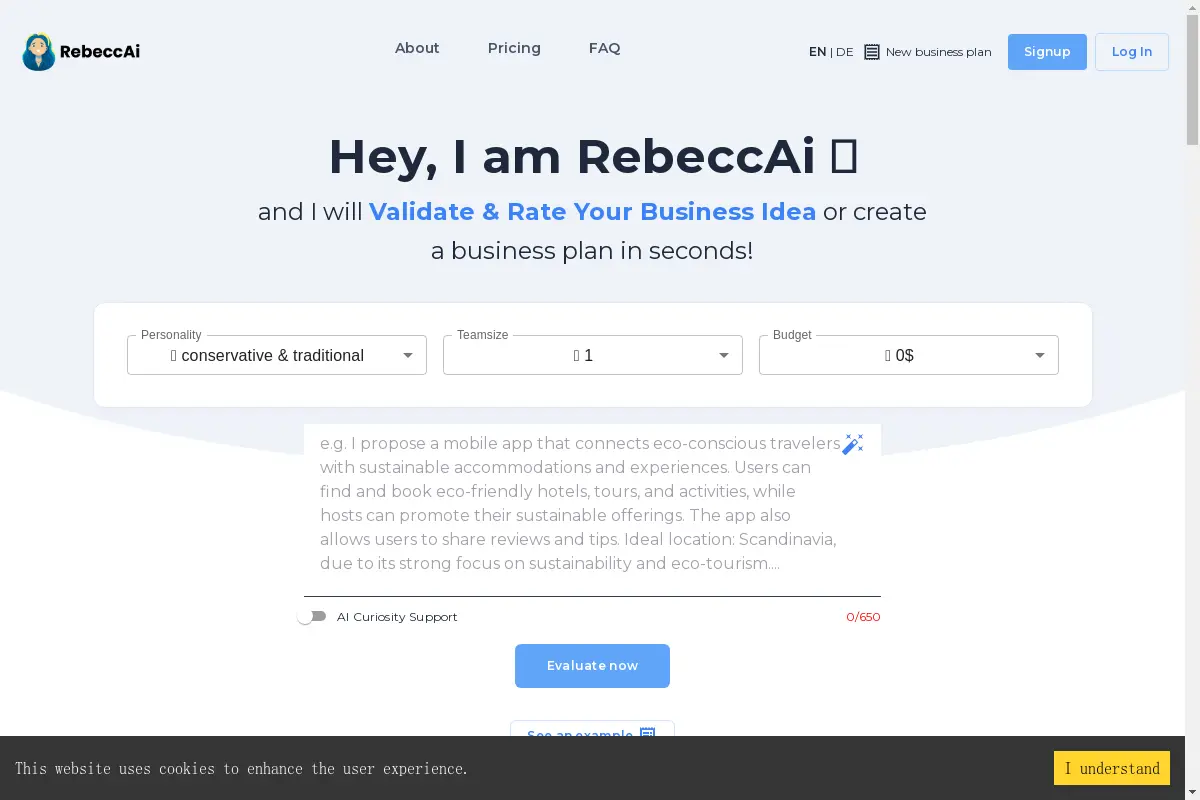 RebeccAi - AI-powered business idea evaluation and validation tool